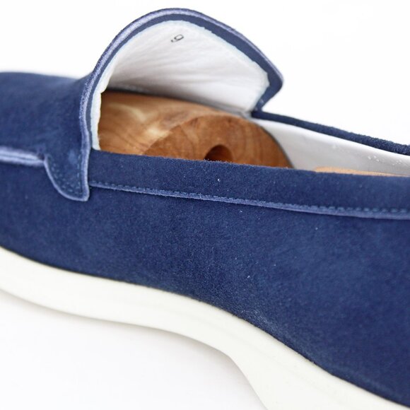 Zelli Italia Livorno Sueded Italian Goatskin Men’s Loafer Navy : Size 9 UK/US 10 - Picture 8 of 9